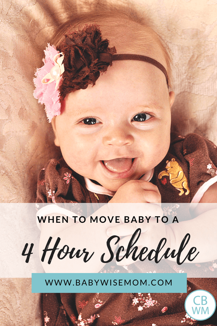 When to move baby to a four hour schedule pinnable image