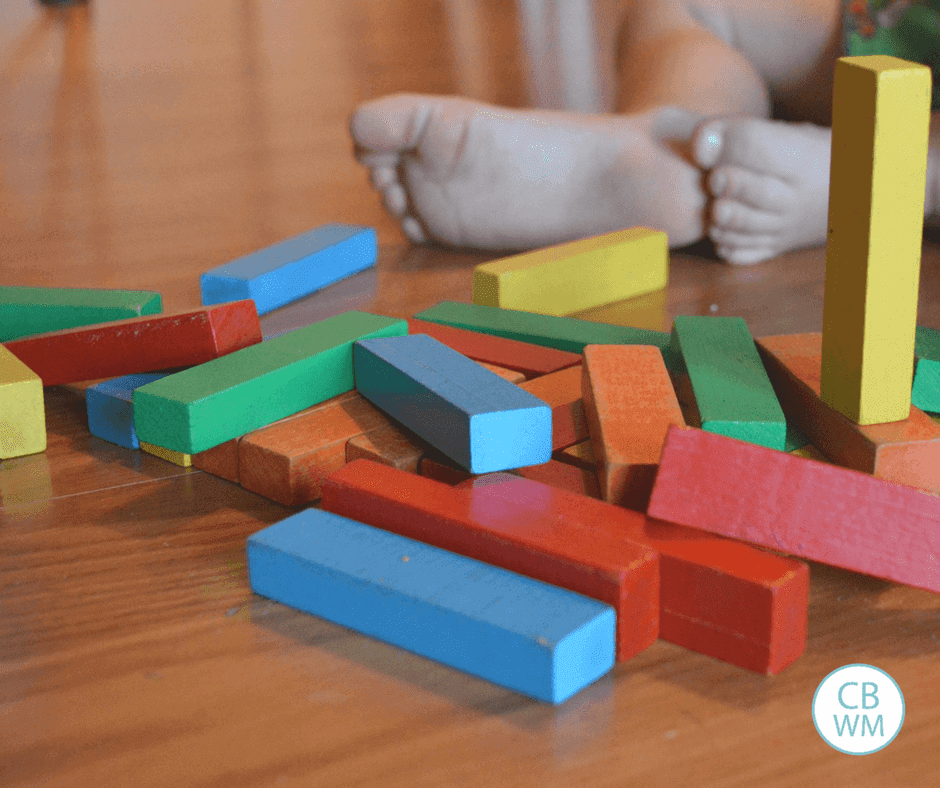 playing blocks by baby