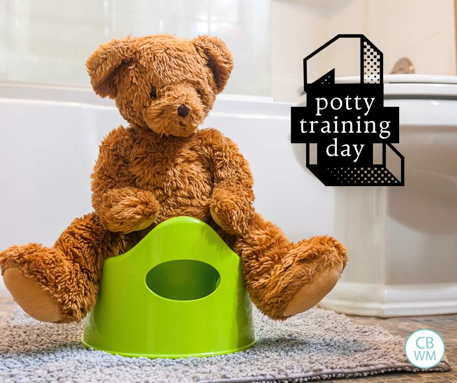 teddy bear on a potty with words on the image