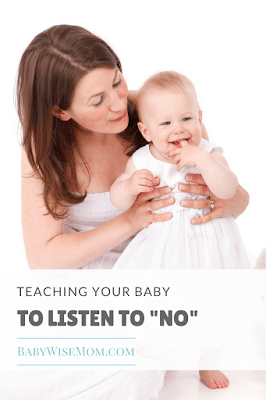 Teaching your baby to listen to the word "no." Baby can understand what no means and respond appropriately. This post discusses how to accomplish this. 