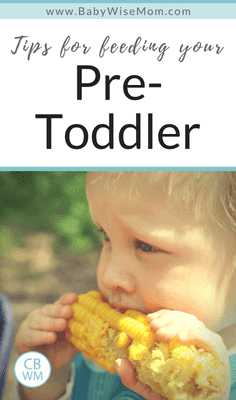 Tips for Feeding Your Pre-Toddler. Tips for feeding your 12-18 month old. What to feed and when to feed. 