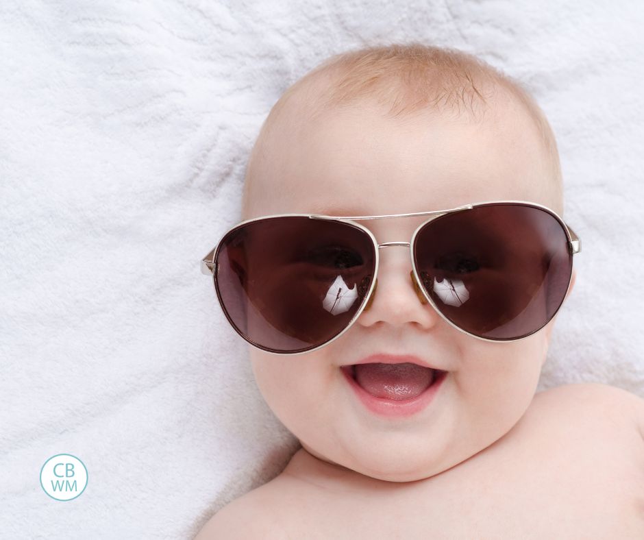 Baby wearing sunglasses