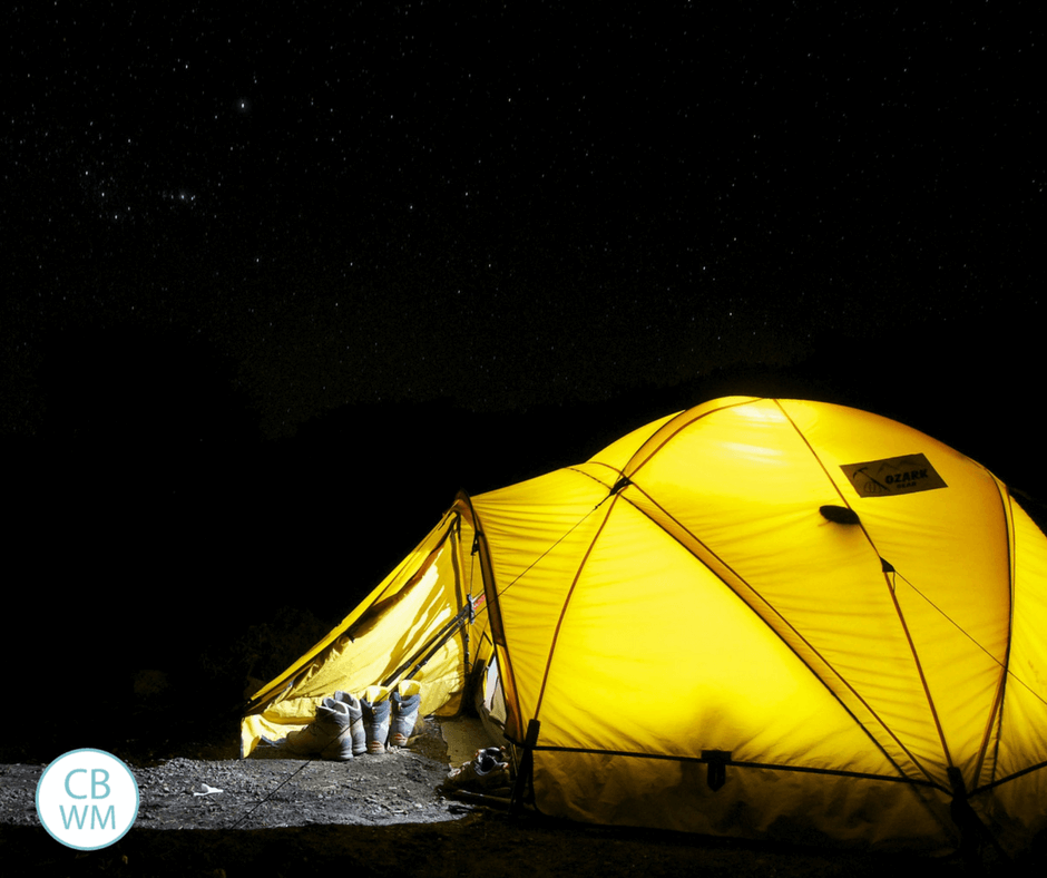 Tent set up for a night camping