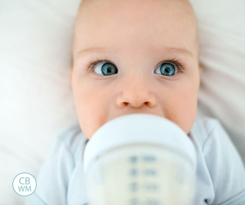 Baby eating from a bottle