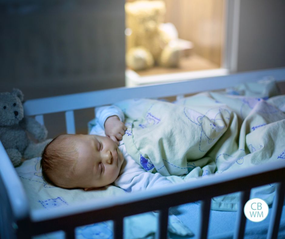 baby sleeping in the crib at night