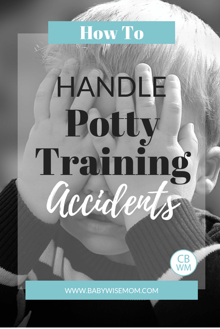 Potty Training Accidents. What to do when you face potty training problems. How to handle potty training accidents and why you should be patient with a picture of a toddler boy covering his eyes