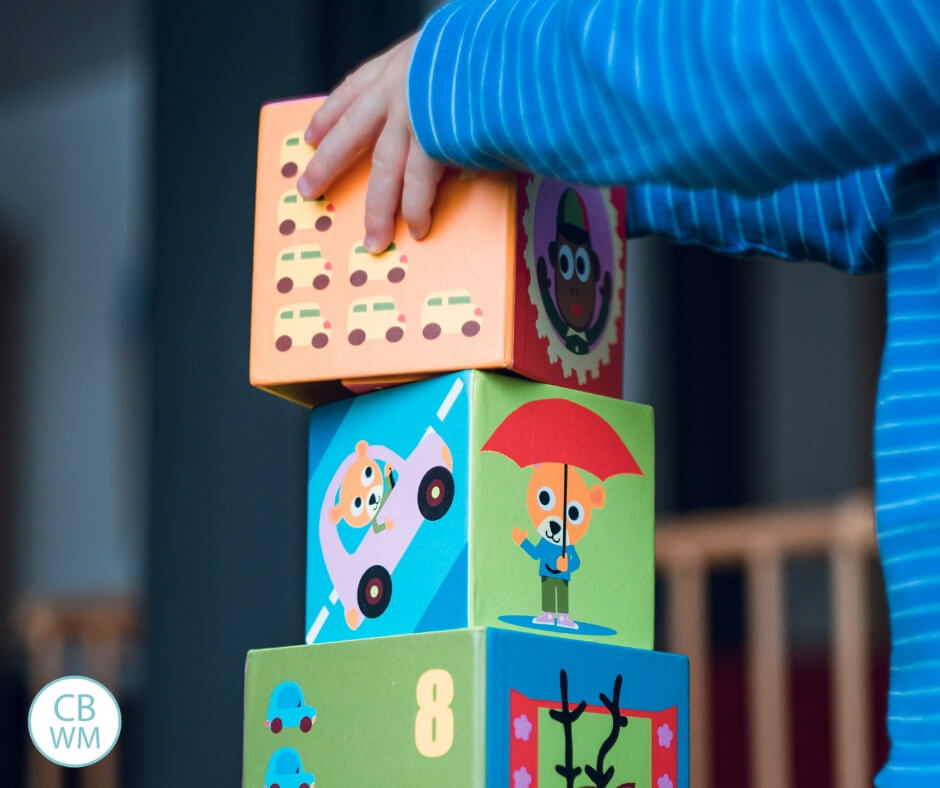 Toddler playing with blocks