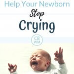 Pin image with text and a newborn baby cyring