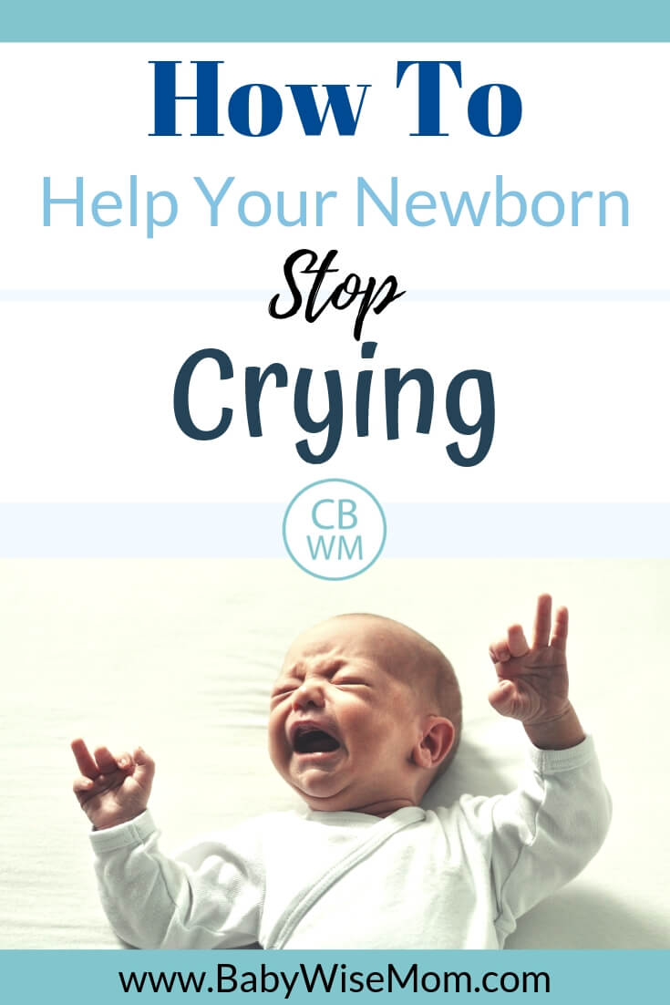 Pin image with text and a newborn baby cyring