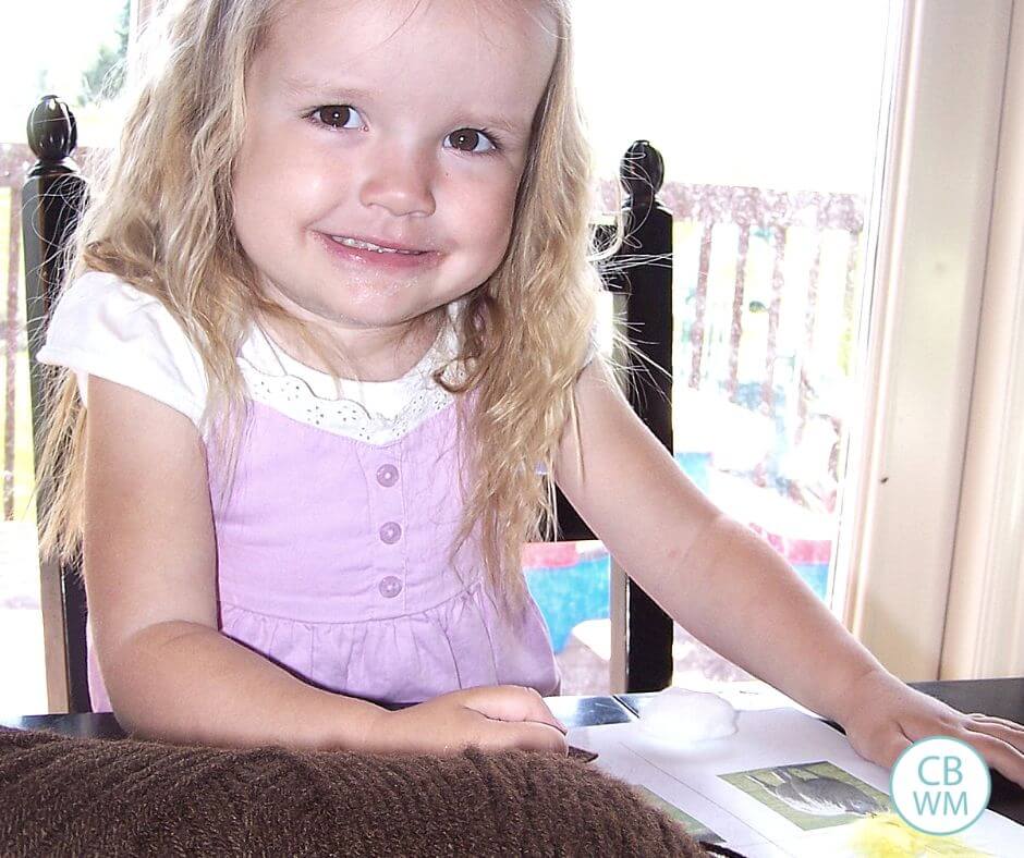 Preschooler doing a learning activity at home