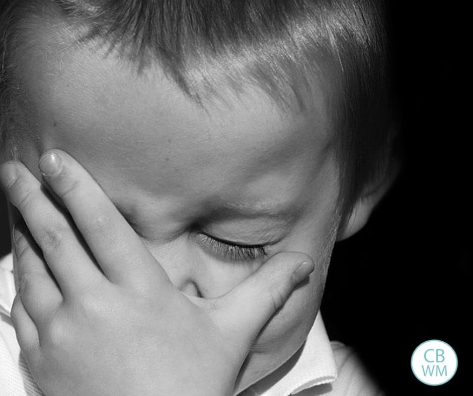 Child crying in black and white