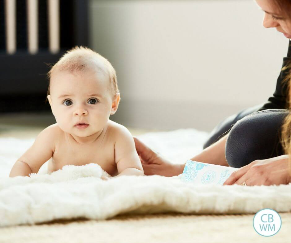 baby on a blanket on the tummy