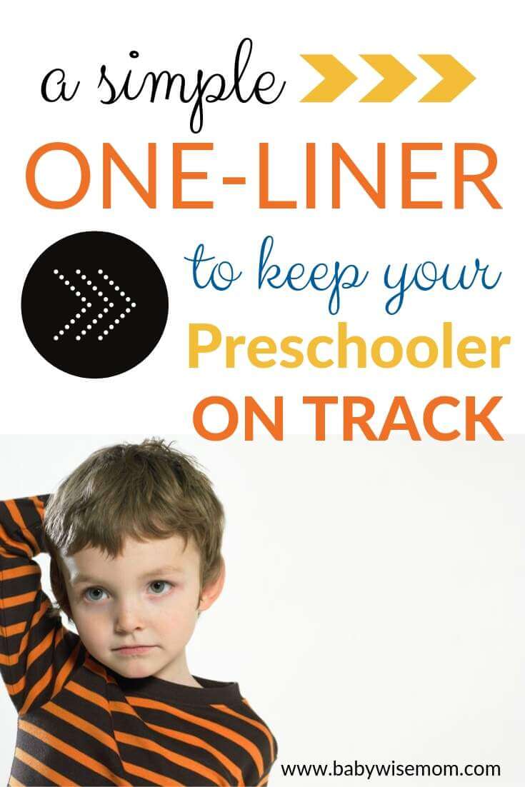 One liner to keep your preschooler on track pinnable image