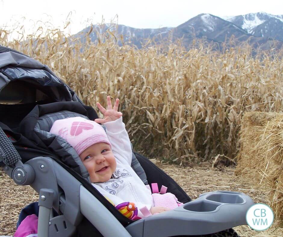 29 week old baby McKenna at the corn maze