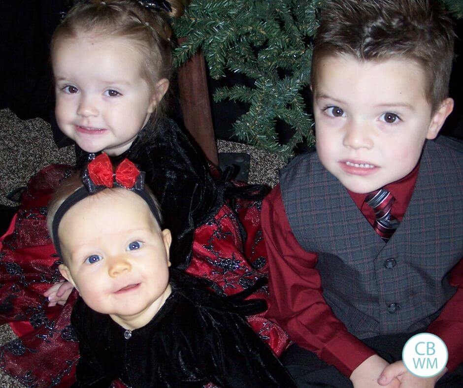 3 kids at Christmas time