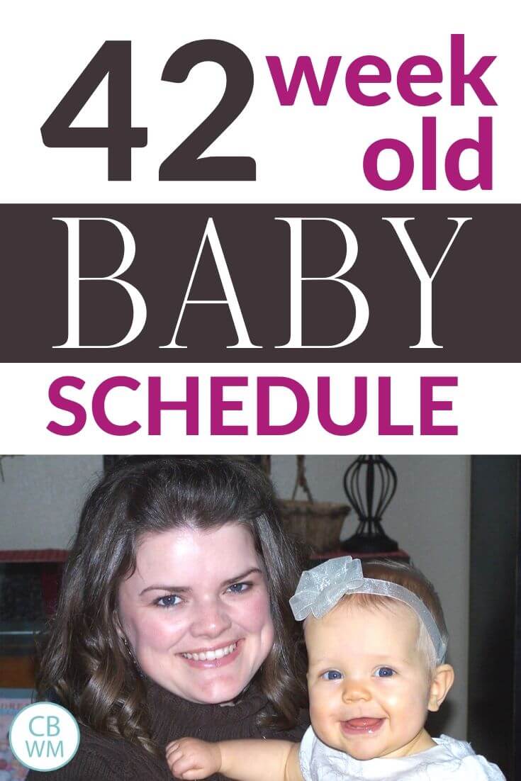 42 week old baby schedule. Schedule and routine for a 41-42 week old baby. Get info on this baby’s daily schedule and routine for each day and know how to structure your day. #babyschedule #42weeksold #babyroutine 42 week old baby schedule pinnable image