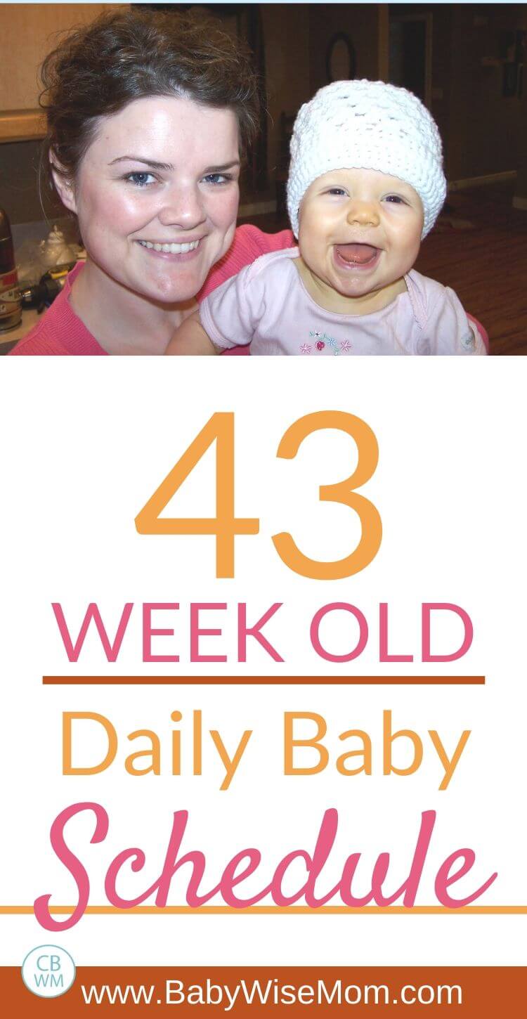 43 week old daily baby schedule. Schedule and routine for a 42-43 week old baby. Get info on this baby’s daily schedule and routine for each day and know how to structure your day. #babyroutine #babyschedule #sampleschedule 43 week old baby schedule pinnable image