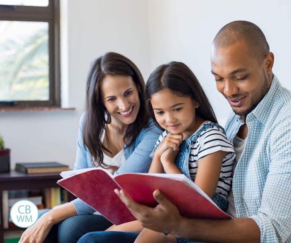 Parents with a child making a plan