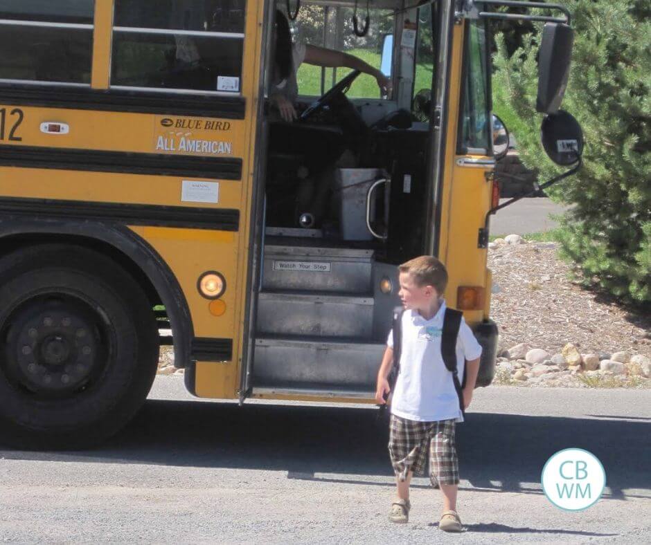 Child exiting the school bus