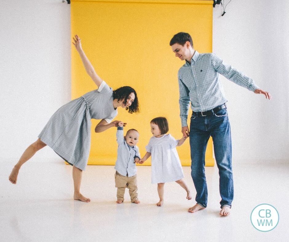 Family happy and holding hands