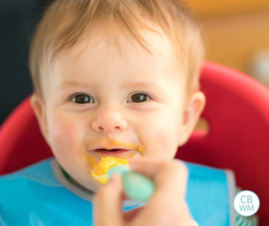 Baby eating solid foods