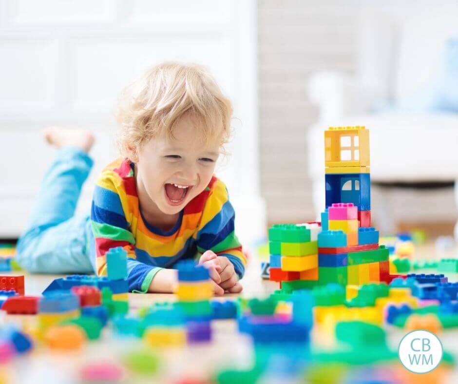 Child happily playing alone