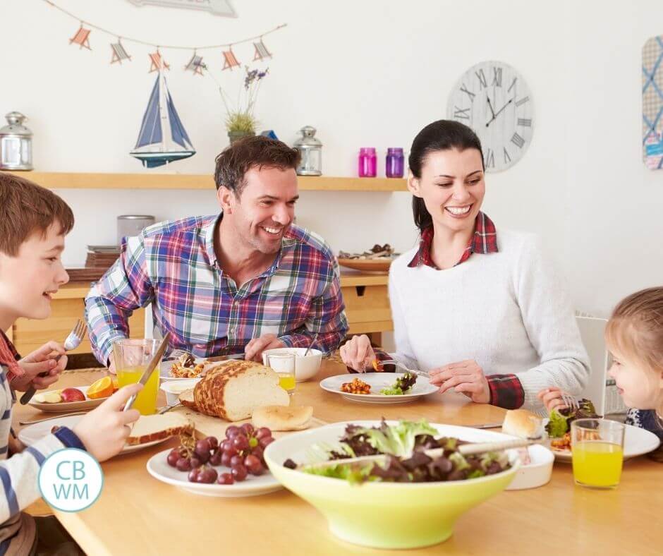 Family eating dinner