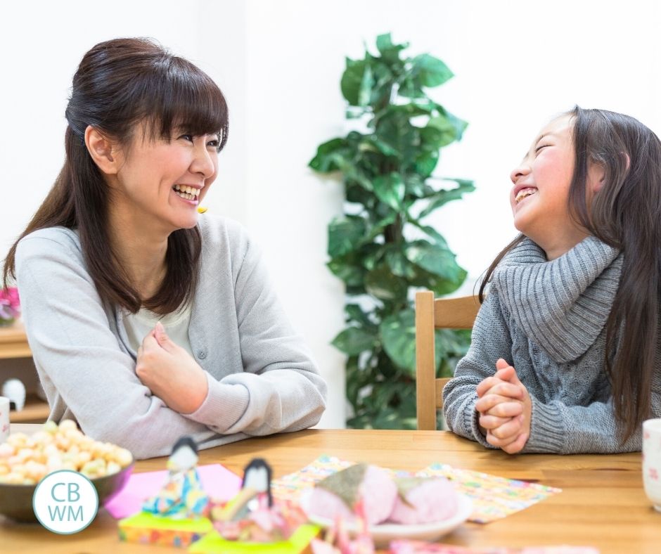 Mom an daughter laughing