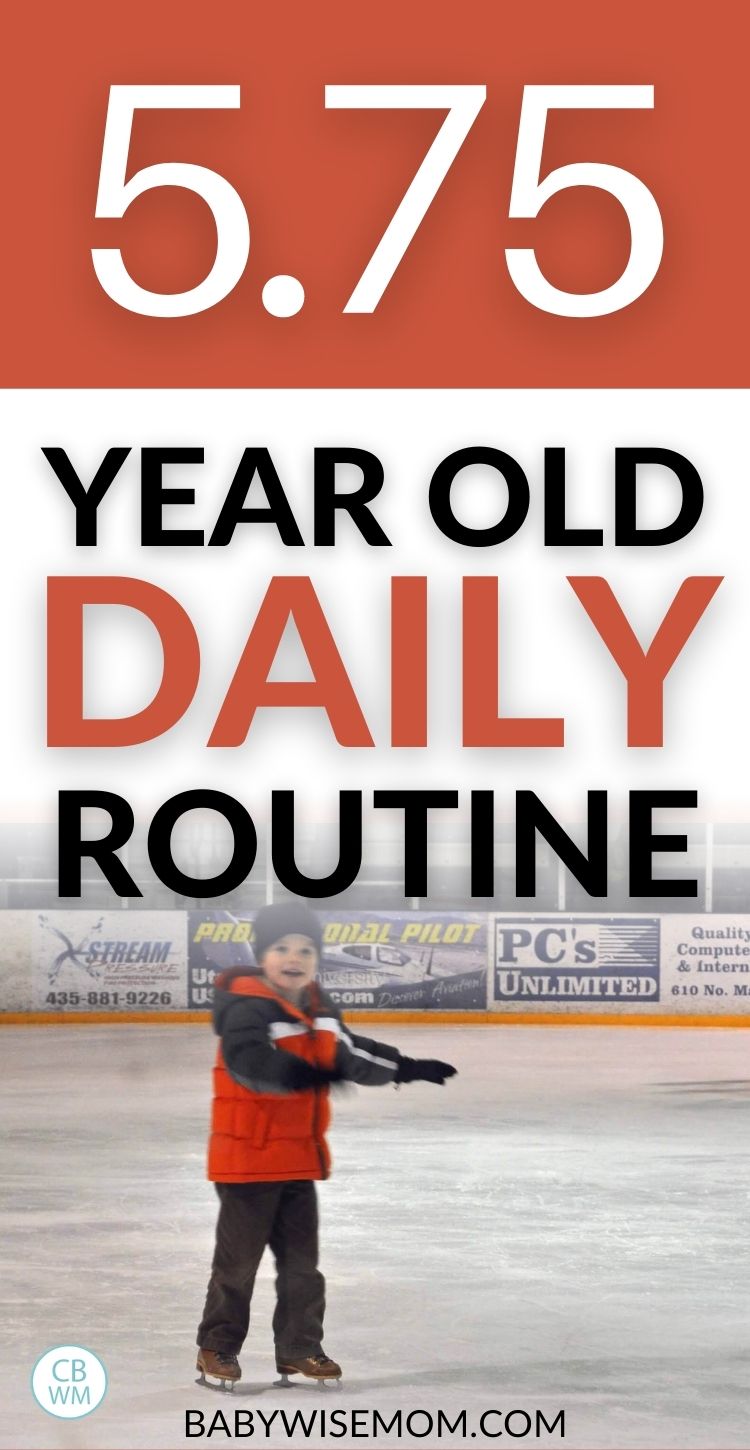 5.75 year old daily schedule pinnable image with picture of Brayden ice skating