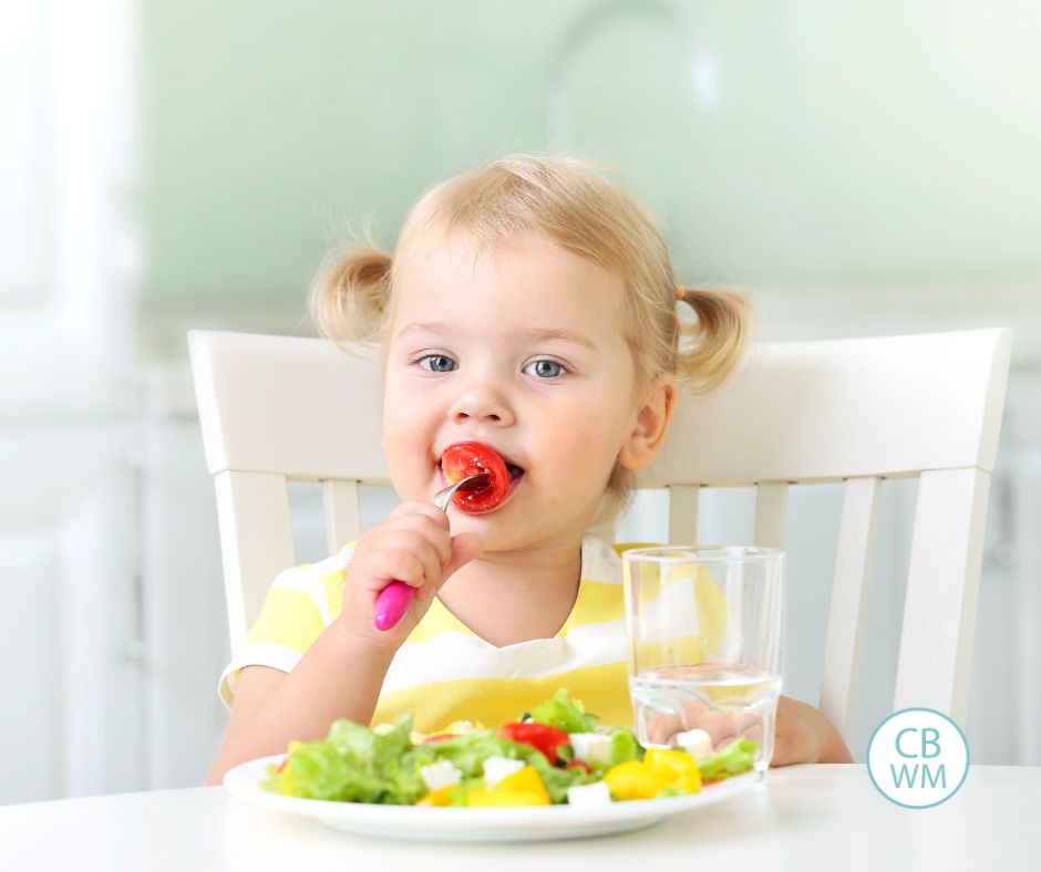 Pretoddler eating food at the table