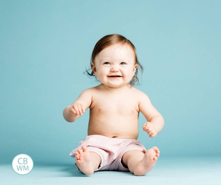 Toddler sitting still and happy