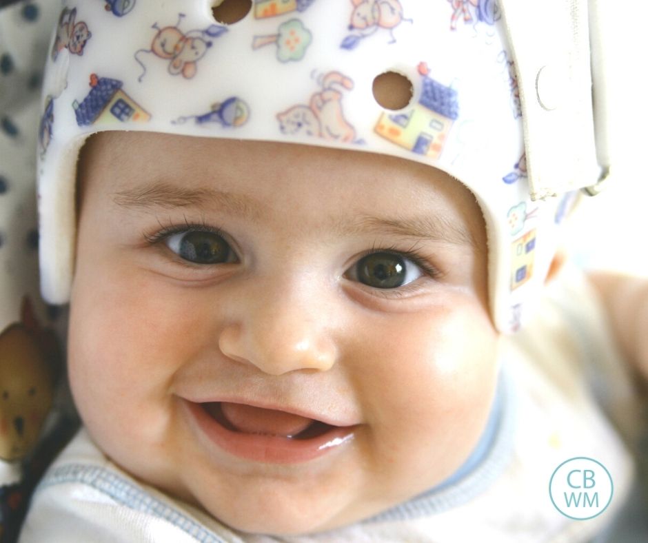 Baby in helmet for head