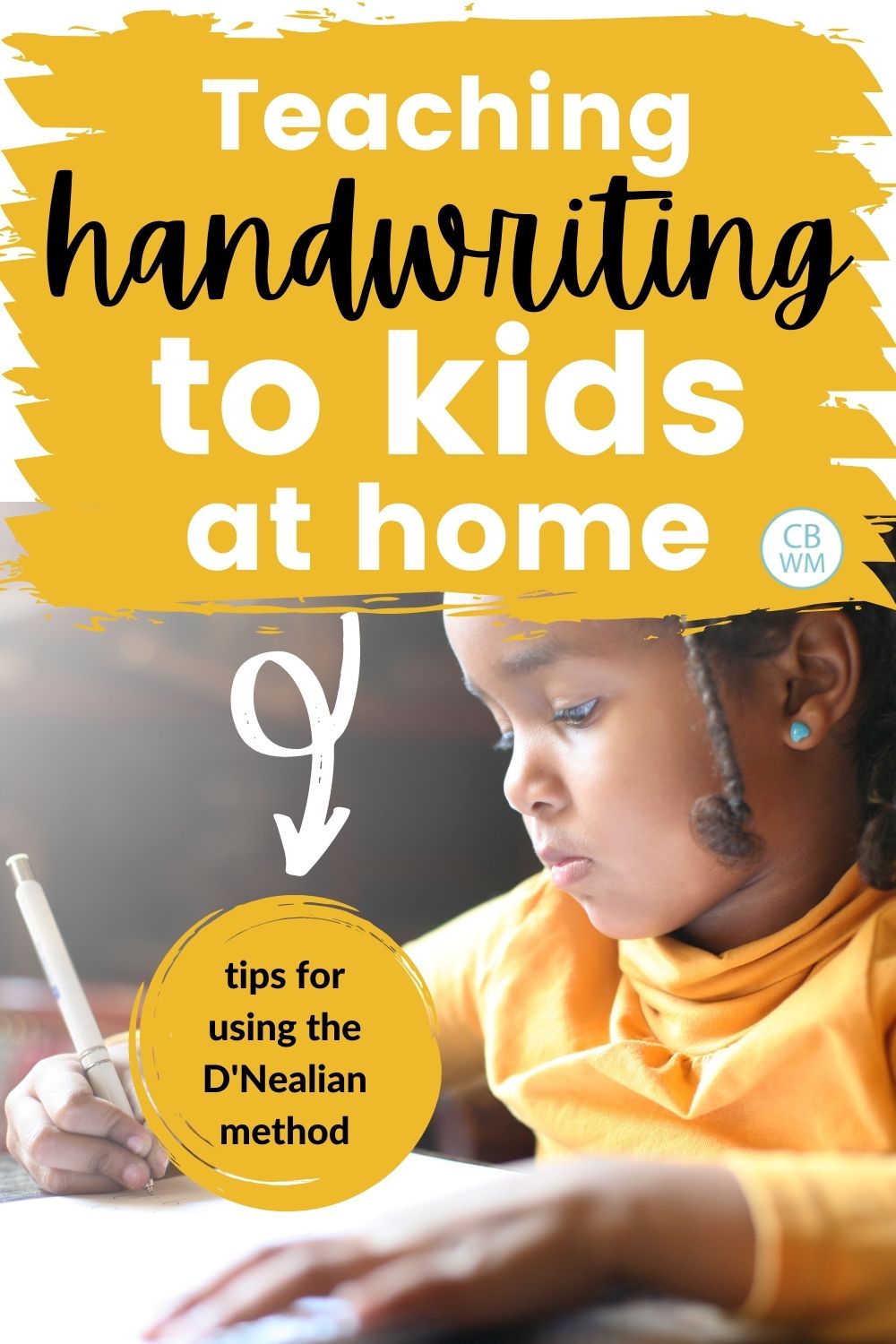 Teaching handwriting to kids at home pinnable image