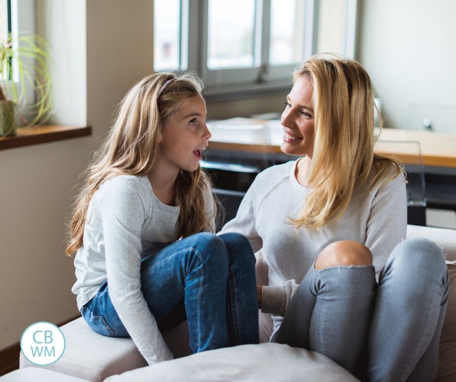 Mom and daughter talking