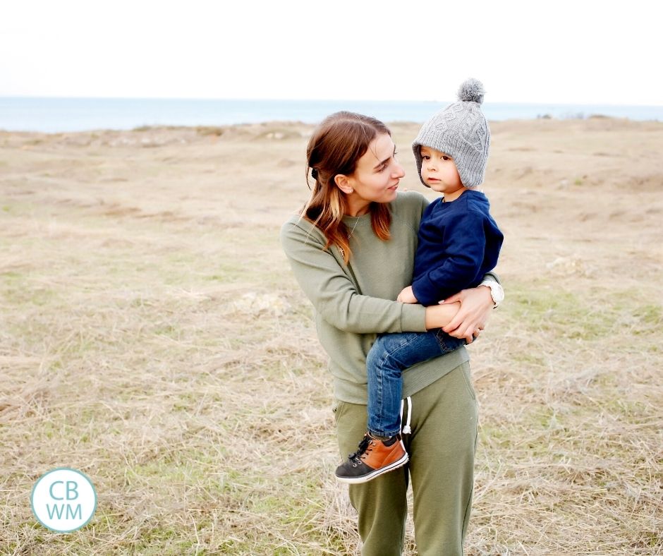 mom teaching and comforting child