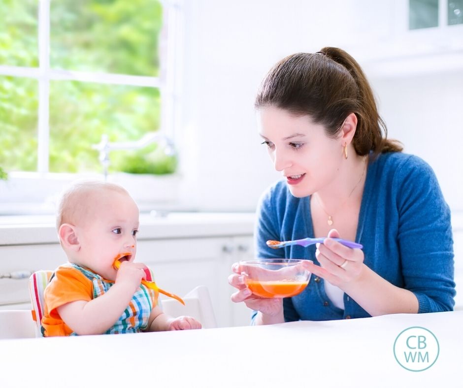 Baby eating solid foods