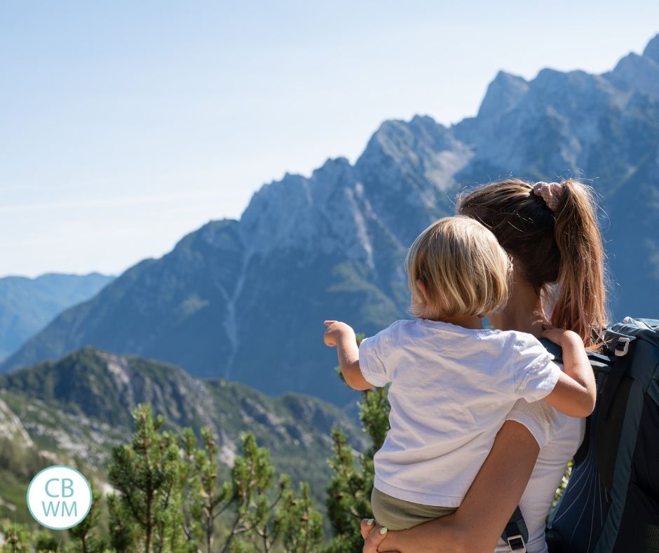 Mom and baby in the mountains