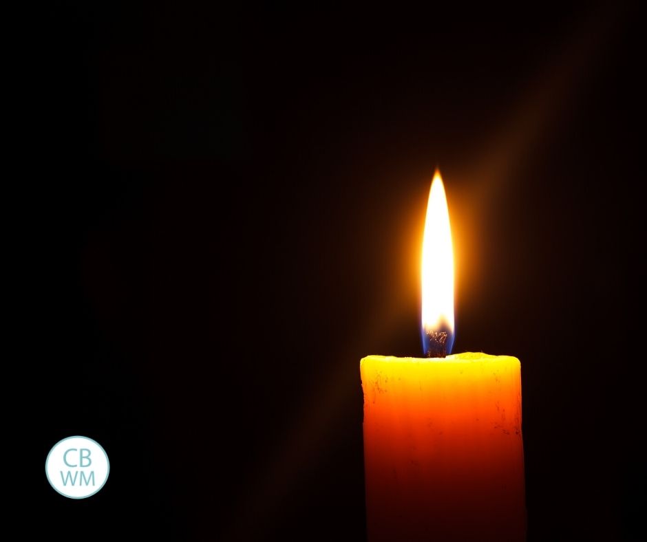 Candle burning against a black background