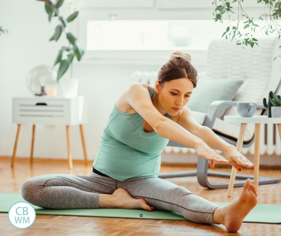 Pregnant woman stretching