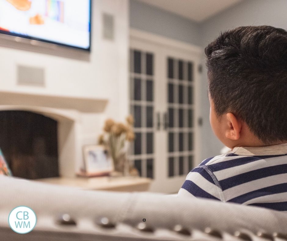 Young toddler watching tv