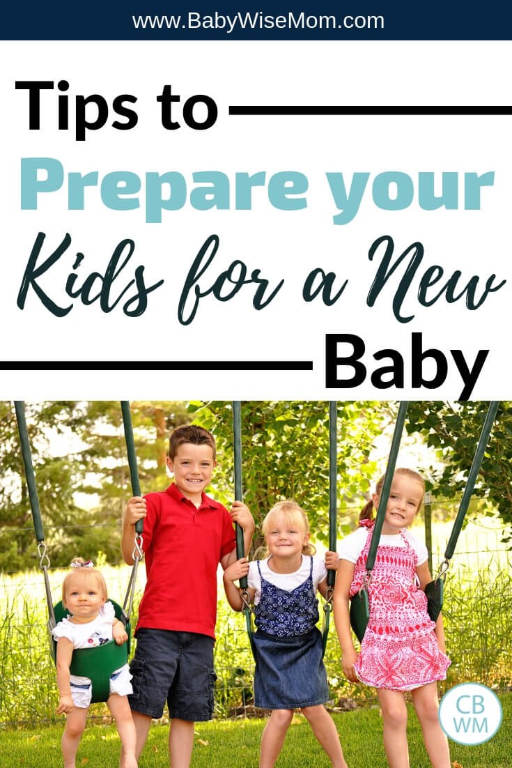 How to prepare your kids for a new baby and a picture of four children on swings