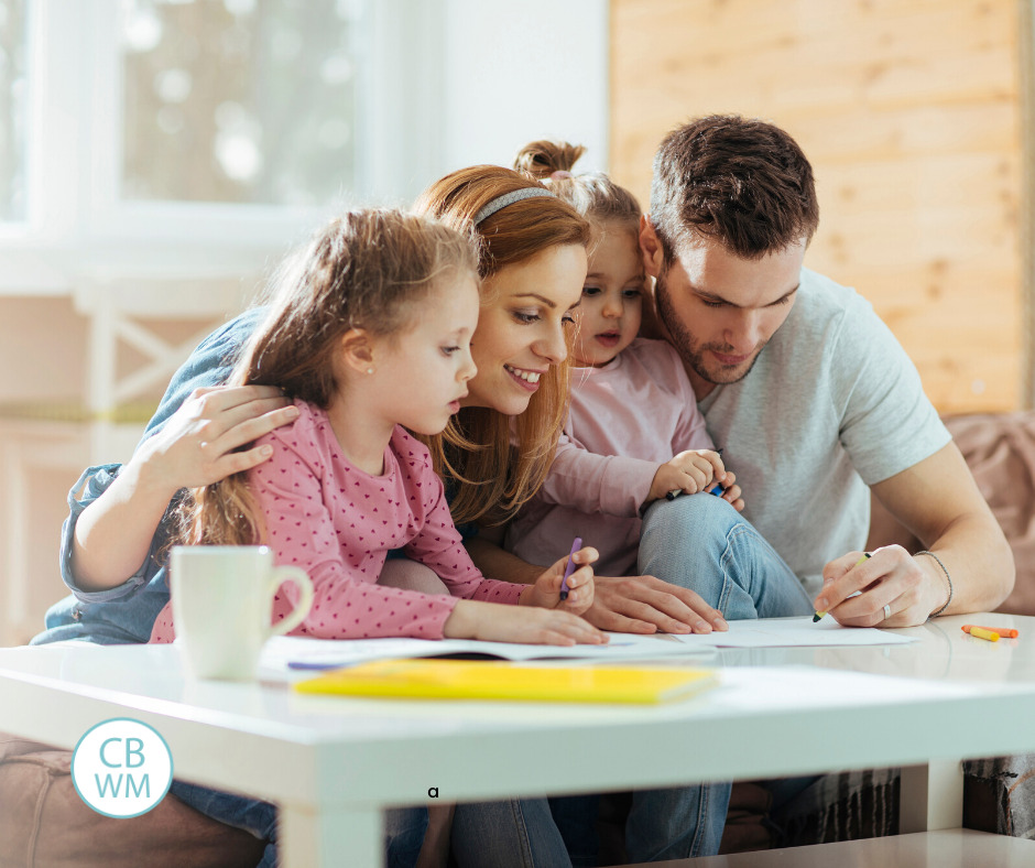 parents with their kids making a plan