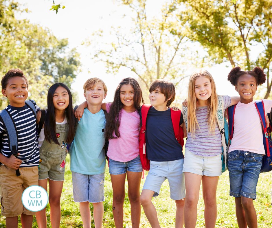 School children in a line facing the camera