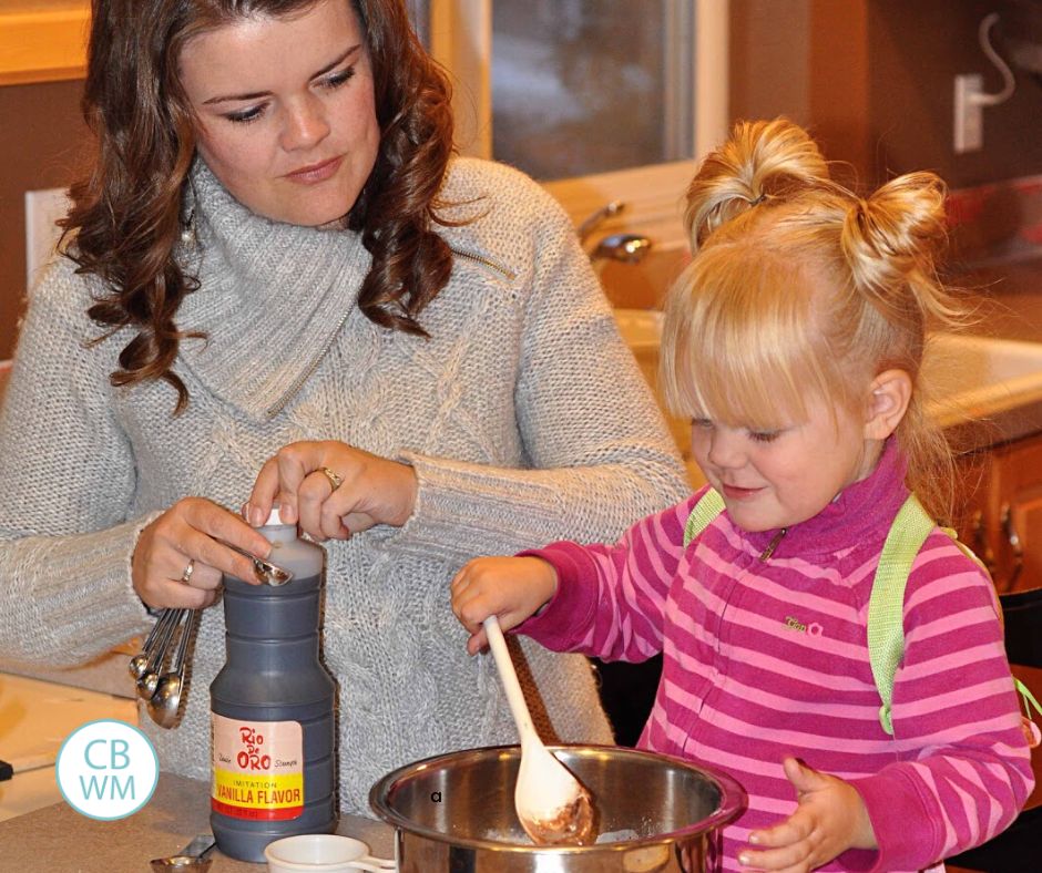 Mom and daughter baking