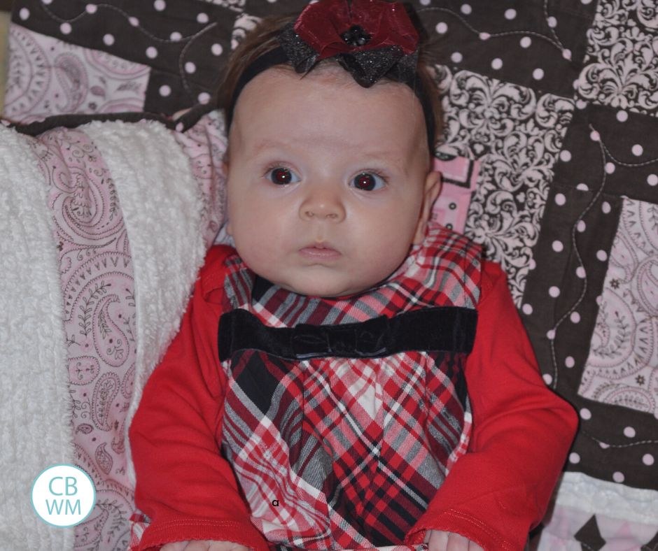 17 week old Brinley in her Christmas dress.