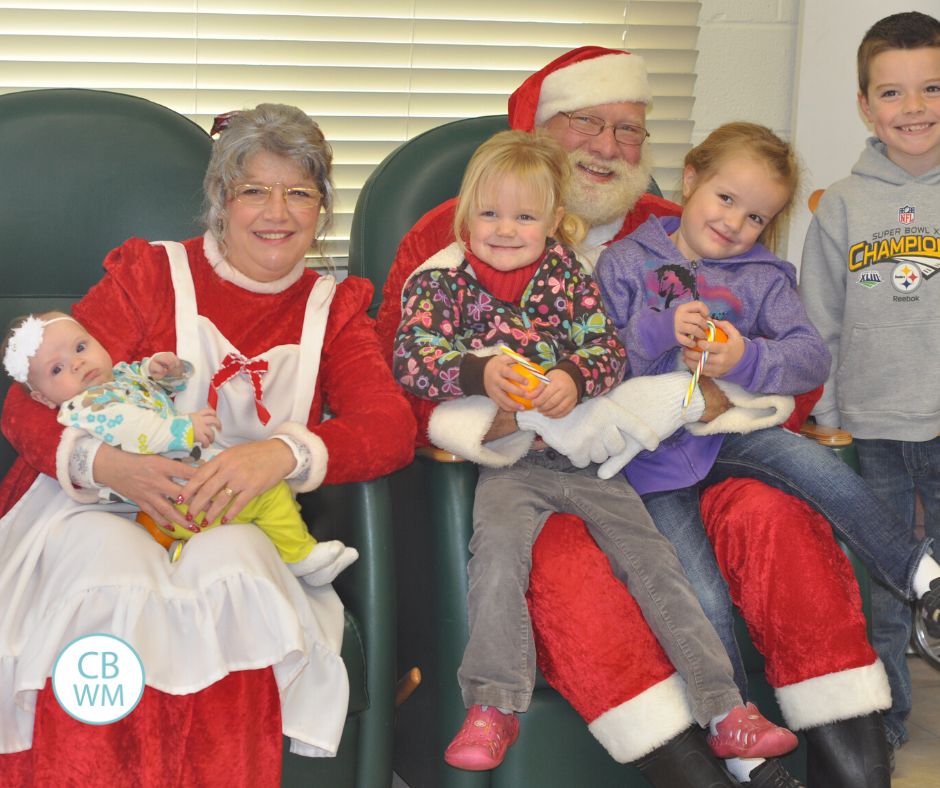 Plowman kids with Santa and Mrs. Claus