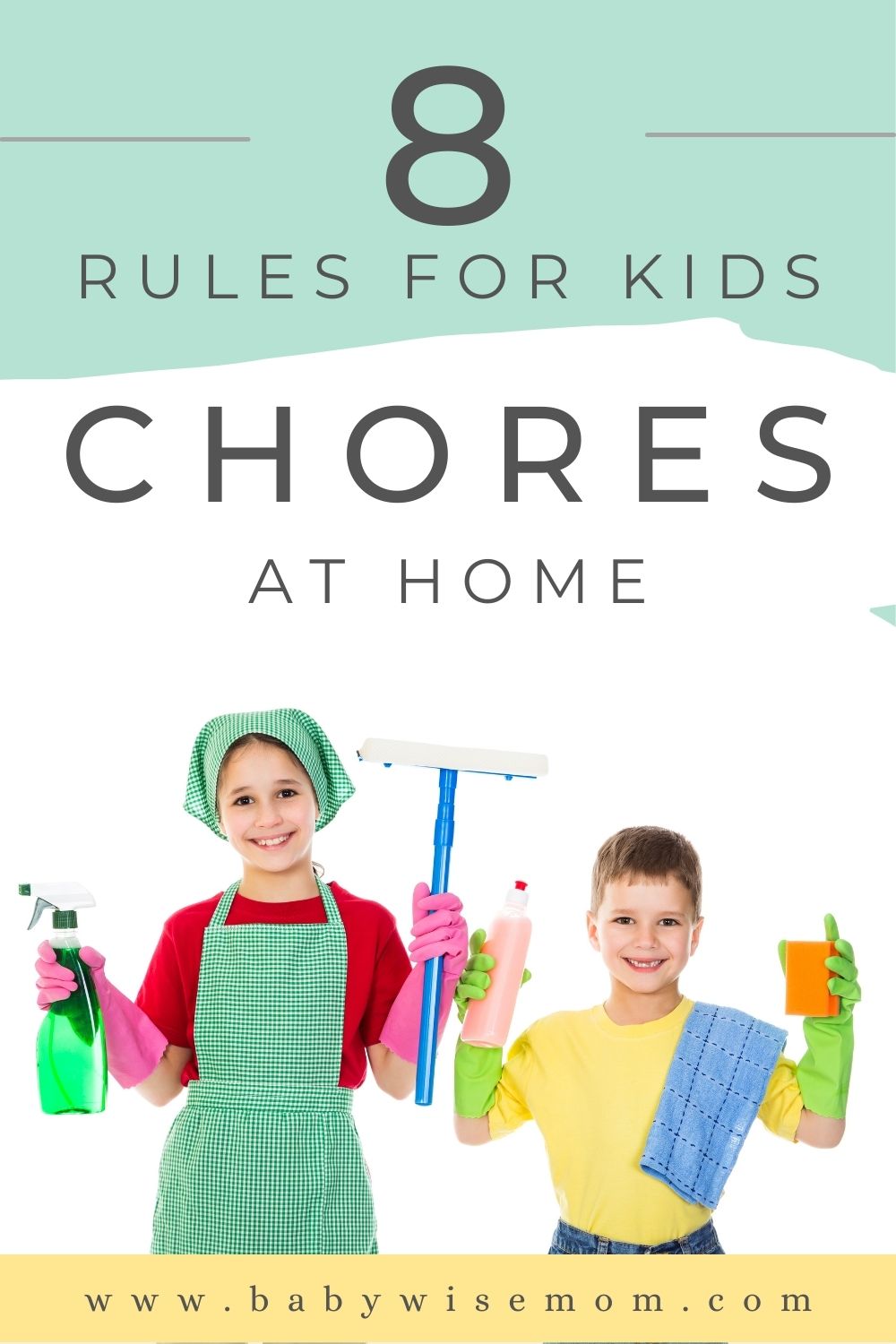 8 rules for kids chores at home pinnable image