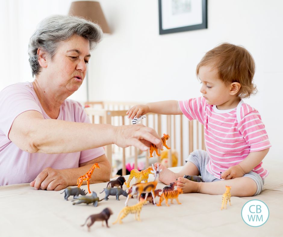 Grandma playing with baby