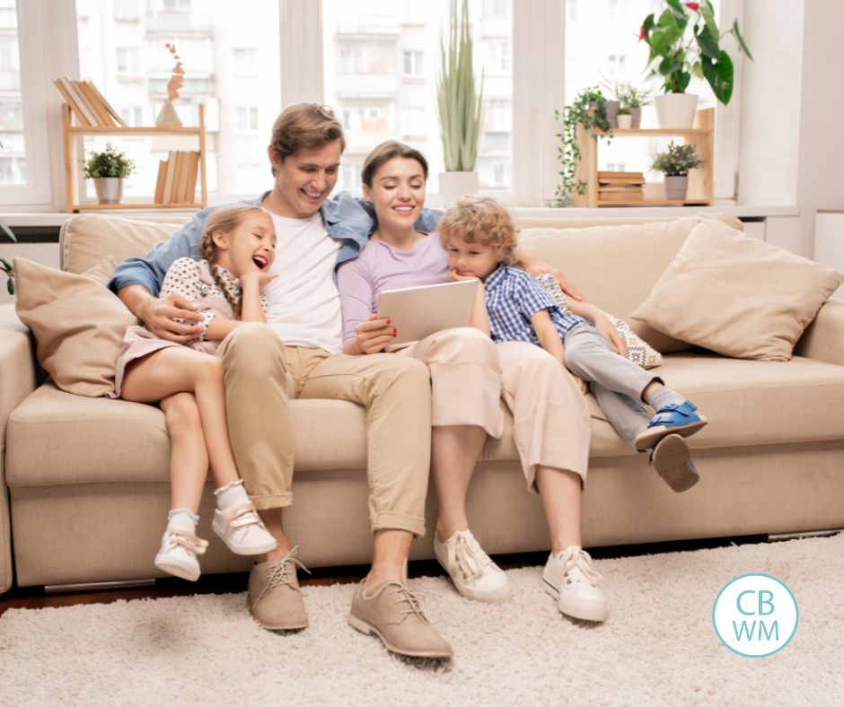 Family spending time together on the couch