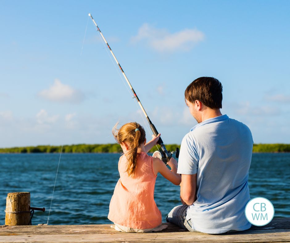 Parent and child fishing